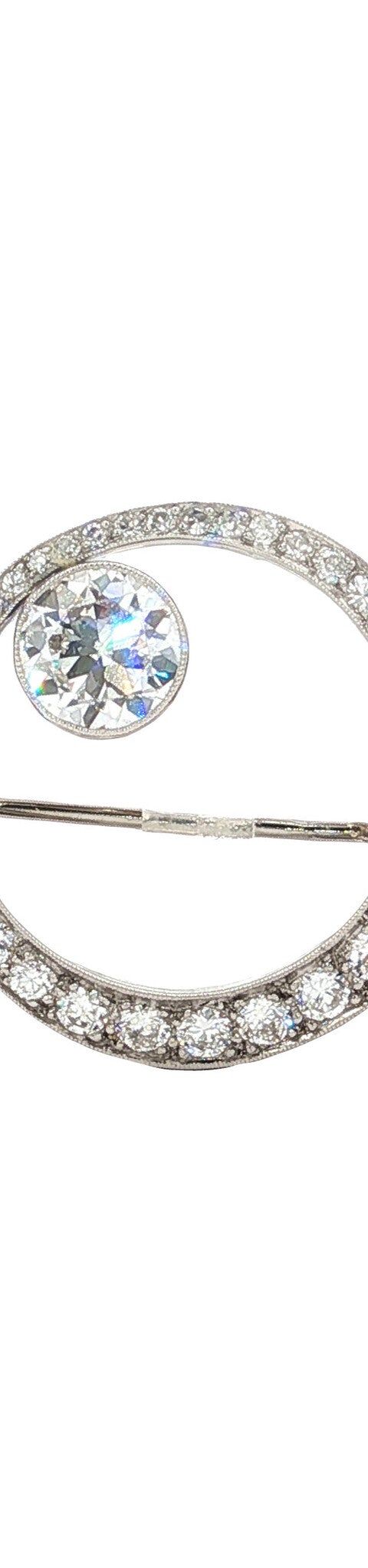 Vintage 14K White Gold Brooch with Diamond